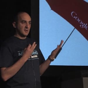 Dave Collins presenting seo techniques at Microconf USA in Las Vegas