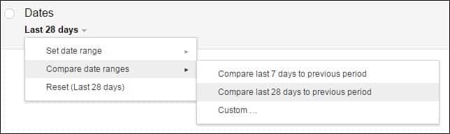 Google Search Console - compare date ranges
