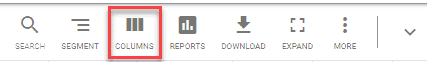 Screenshot of the Google Ads navigation for accessing the columns settings