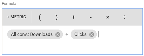 Screenshot for how to calculate the conversion rate of a segmented custom column in Google Ads 
