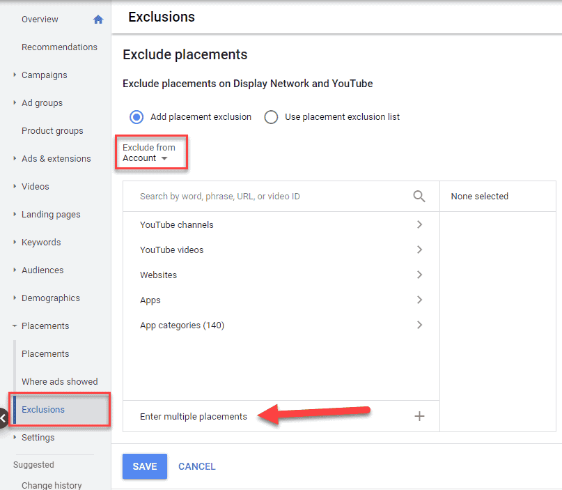 Exclude YouTube channels from your Google Ads account
