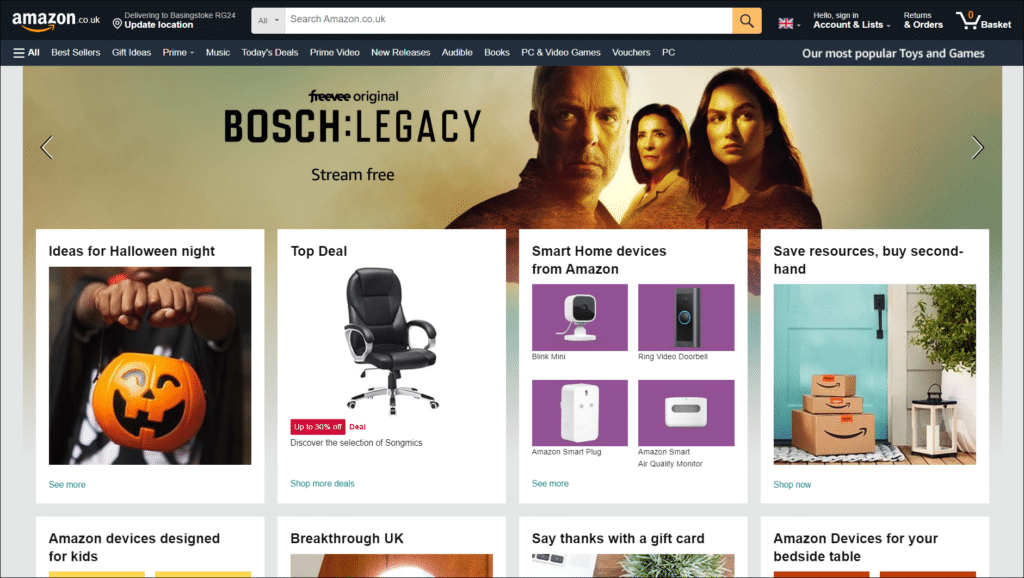 Landing on Amazon's homepage