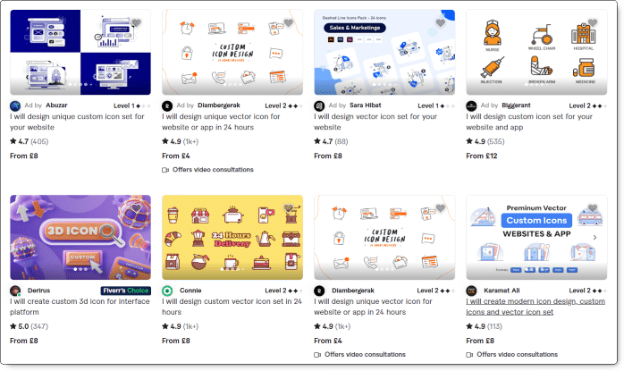 Custom-made icons for your website from Fiverr - probably cheaper than you think