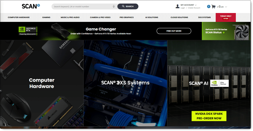 Scan Computers - a well-designed top nav